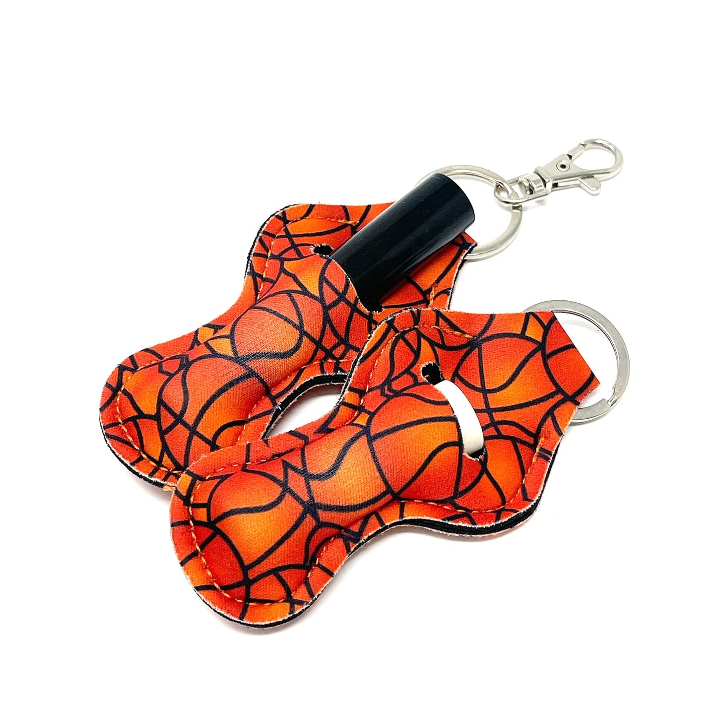allydrew 10 Pack Chapstick Holder Keychain, Keyring for Lip Balm Lip Gloss Lipstick with 10 Pieces Metal Keyring Clasps, Basketball