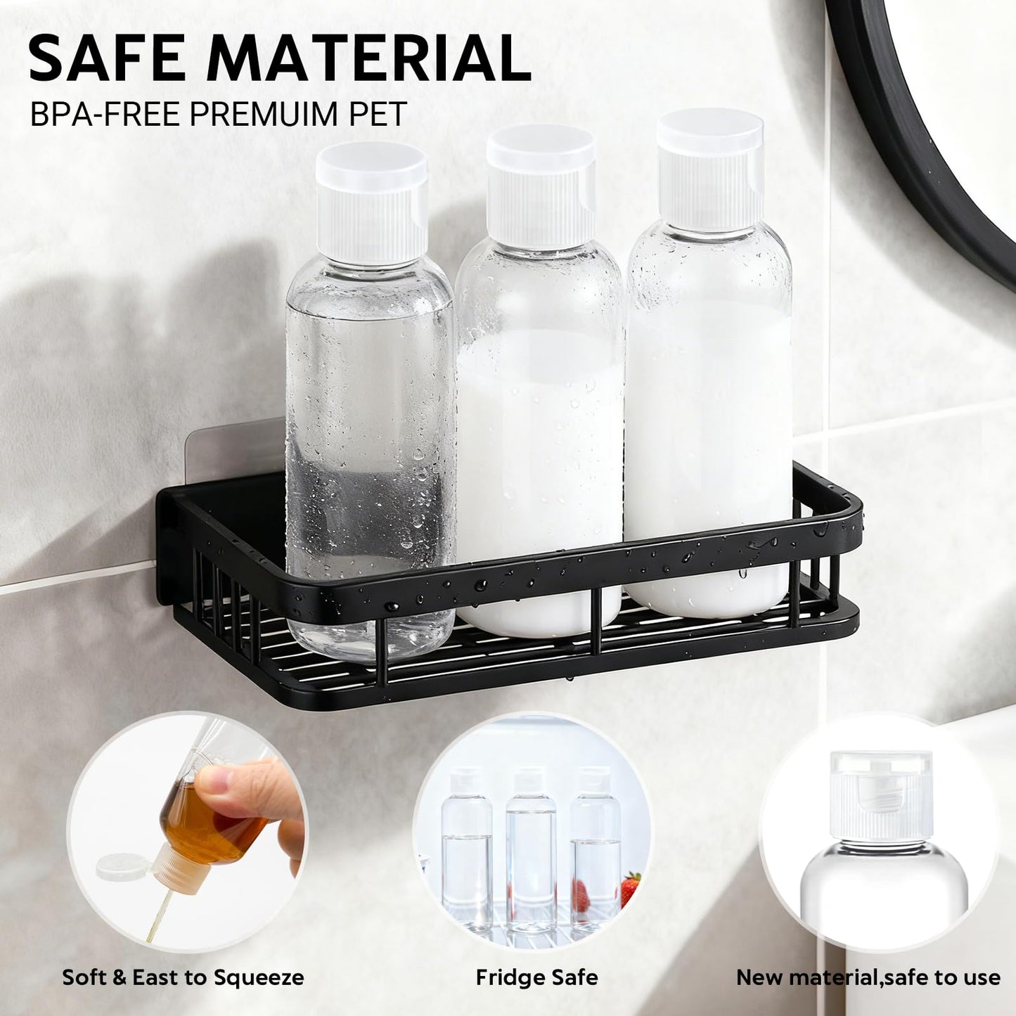Pfesuqo 5 Pack 3.4 oz Travel Bottles for Toiletries, TSA Approved Leak Proof Refillable Travel Size Containers, Clear Plastic Shampoo Bottles Beauty and Personal Care Pfesuqo
