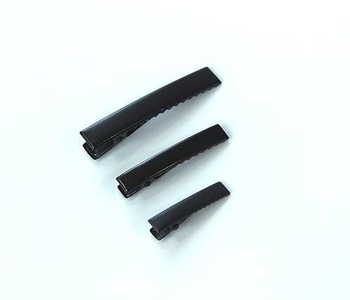 DIY Hair Clip Kit: Black Assorted Size Flat Single Prong Metal Alligator Clip 35mm 46mm 60mm (30pcs)