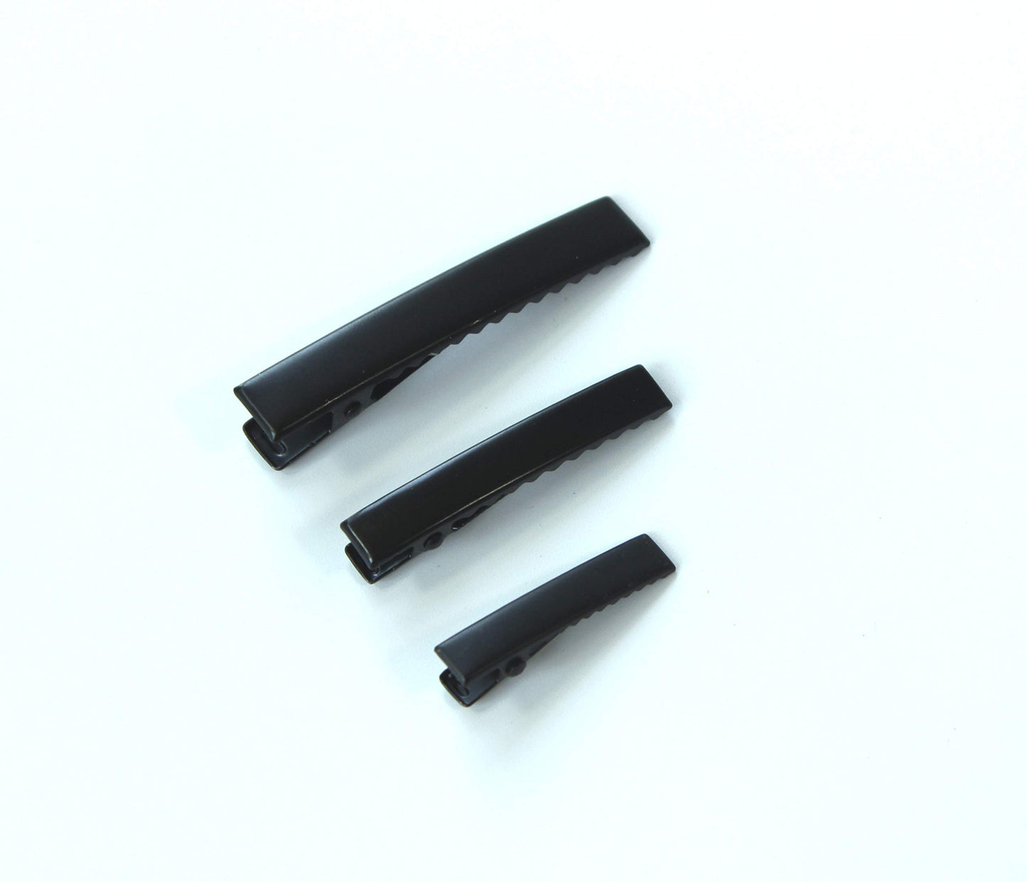 DIY Hair Clip Kit: Black Assorted Size Flat Single Prong Metal Alligator Clip 35mm 46mm 60mm (30pcs)