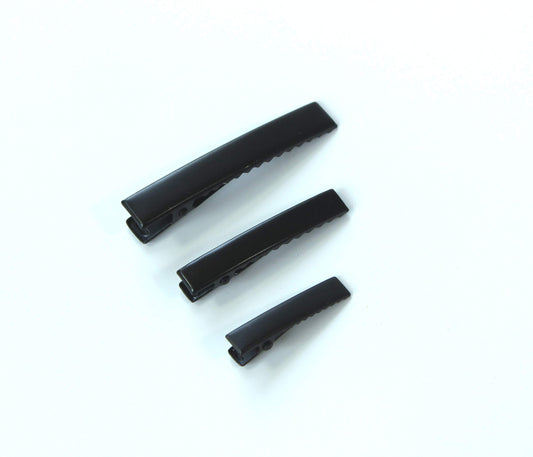DIY Hair Clip Kit: Black Assorted Size Flat Single Prong Metal Alligator Clip 35mm 46mm 60mm (30pcs)