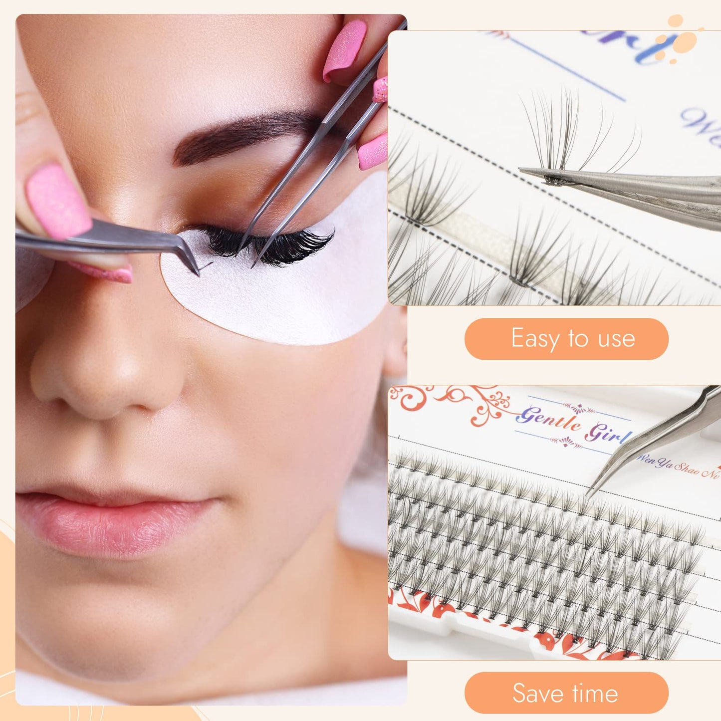 PAFUWEI 100 Pieces Individual Lashes False Eye Lashes Extension, 20 Roots Eyelash Extensions, Cluster Lashes Pack for DIY Eyelash Extension Thickness