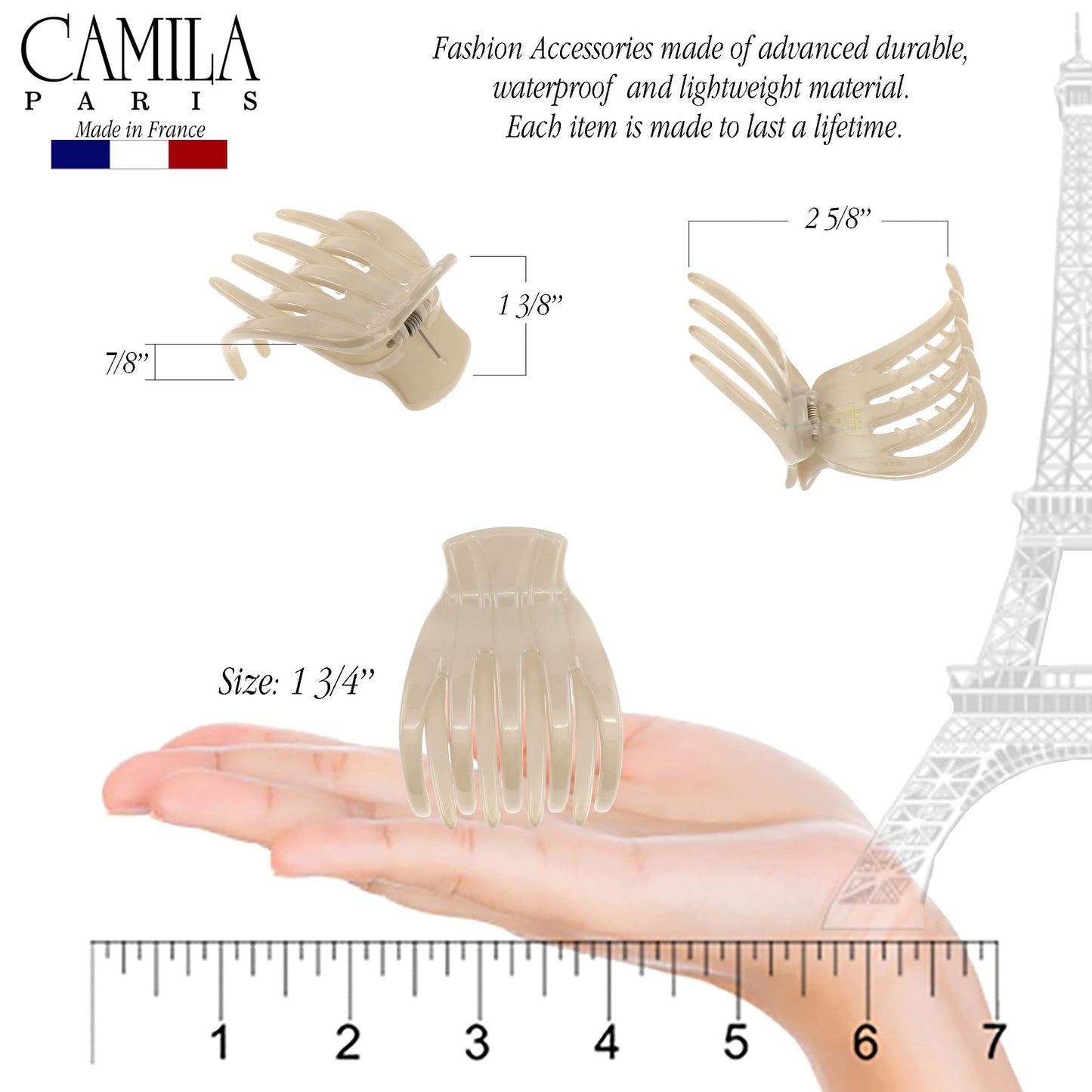Camila Paris CP3542 French Hair Clip for Women, Hair Side Clips, 2 Inch Girls Hair Claw Clips Jaw Fashion Durable Styling Hair Accessories for Women