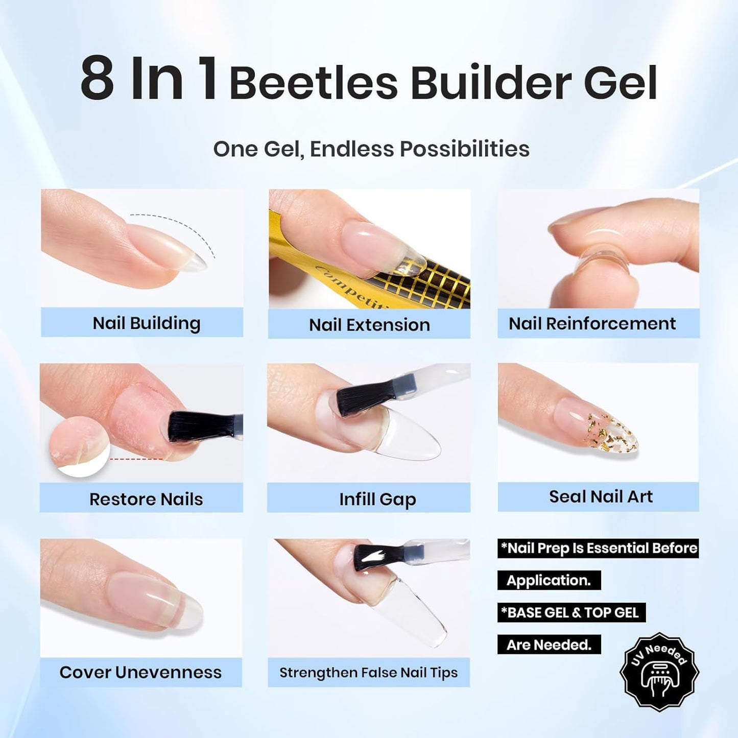 Beetles Builder Gel for Nails Hema Free, 2PCS 7 in 1 Builder Strengthener Gel Spring Lavender Glitter Pastel Purple for Nail Apex and Nail Extension Beauty and Personal Care beetles Gel Polish