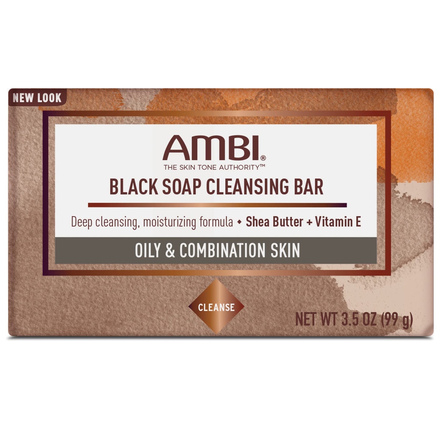 Ambi Black Soap Cleansing Bar, Deep Cleansing, Moisturizing Formula with Shea Butter + Vitamin E for Oily & Combination Skin, 3.5 OZ - 12 Pack