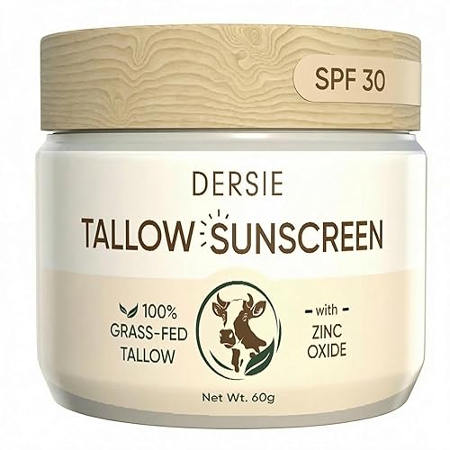 Dersie Tallow Sunscreen SPF 30 - Mineral UV Defense with Non-Nano Zinc Oxide - Face & Body Sun Protection for Adults & Kids - with 100% Grass-Fed Beef