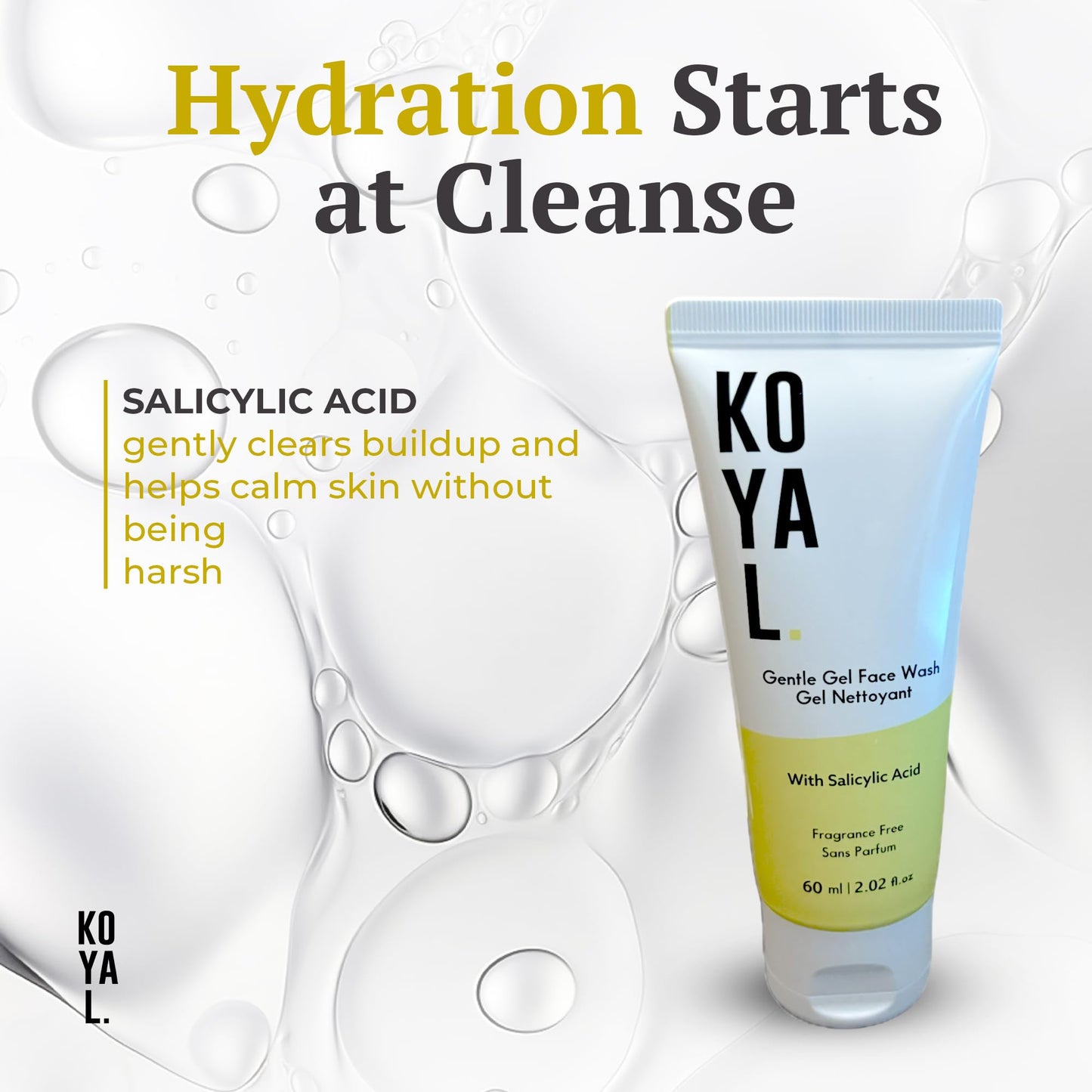 Koyal Beauty Gentle Gel Face Wash for Sensitive Skin - Hydrating Cleanser with Panthenol & Glycerin - Fragrance Free, Vegan, Sulfate Free - Face Wash