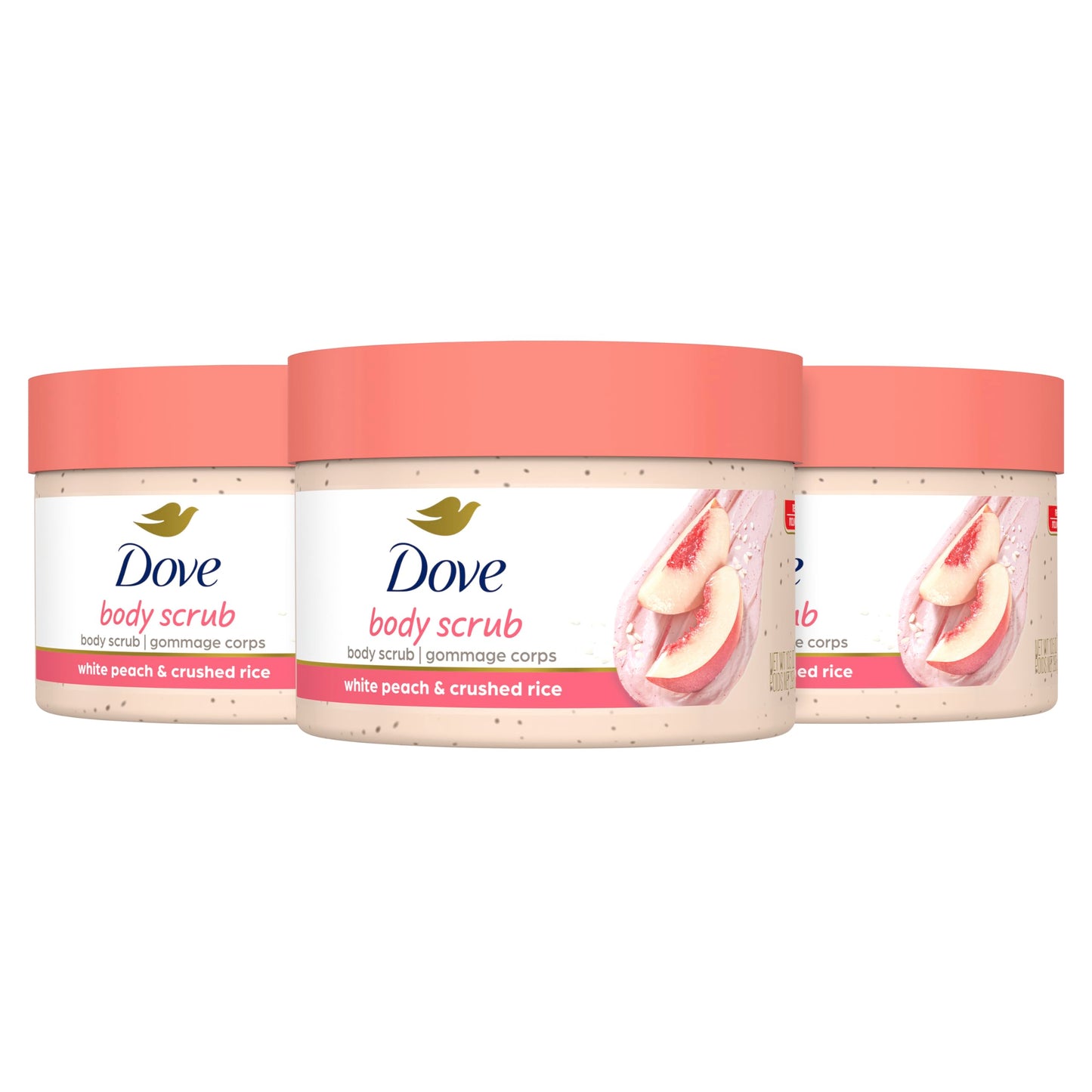 Dove Body Scrub White Peach & Crushed Rice 3 Count for Visibly Silky-Smooth, Nourished Skin, with ¼ Moisturizing Cream, 10.5 oz Beauty & Personal Care Dove