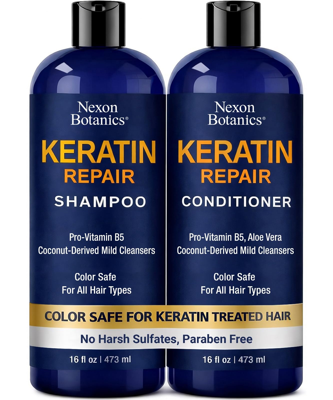 Keratin Shampoo and Conditioner Set 16 fl oz Each - Strengthening & Smoothing Care for Dry, Damaged, Frizzy or Keratin-Treated Hair - Color Protecting