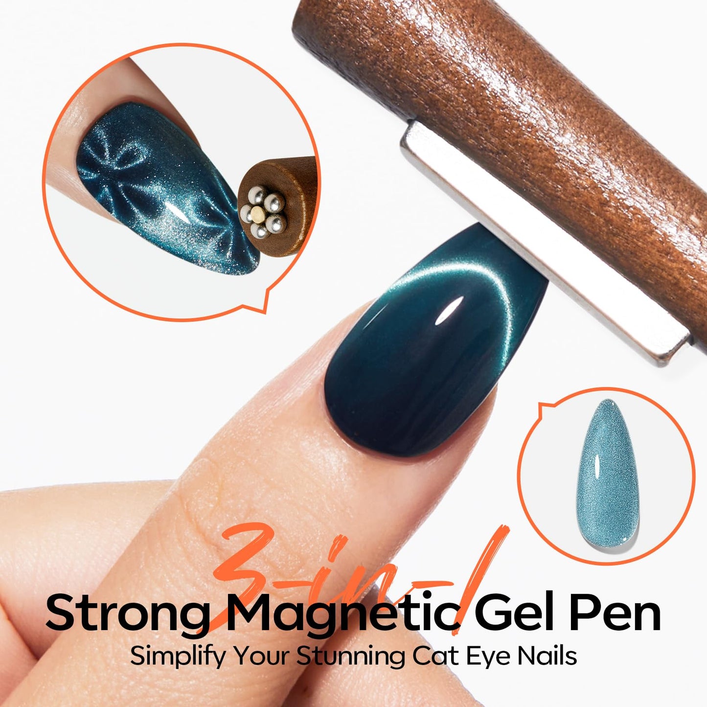 modelones Cat Eye Magnet Set, Heart French Cateye Gel Polish Nail Tools Kit Dual-Head 3 IN One Magnets Pen Round Square Flower Glassy Moon Multi Beauty and Personal Care modelones