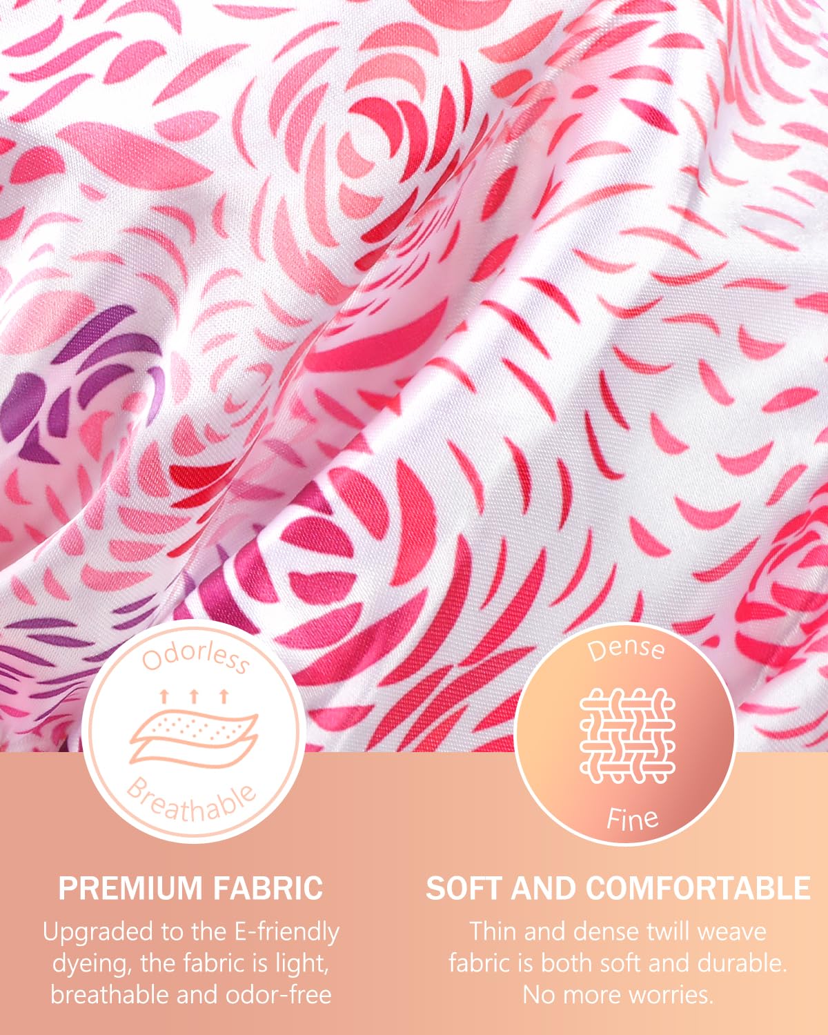 mikimini Large Shower Cap for Women Long Hair, 1 Pack,Romantic Petal Design, Double Layer Waterproof, Reusable, Washable, High-quality, Floral Print