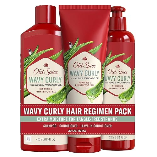 Old Spice Shampoo, Conditioner and Leave-in Conditioner Set for Men, Wavy Curly Hair Regimen Bundle