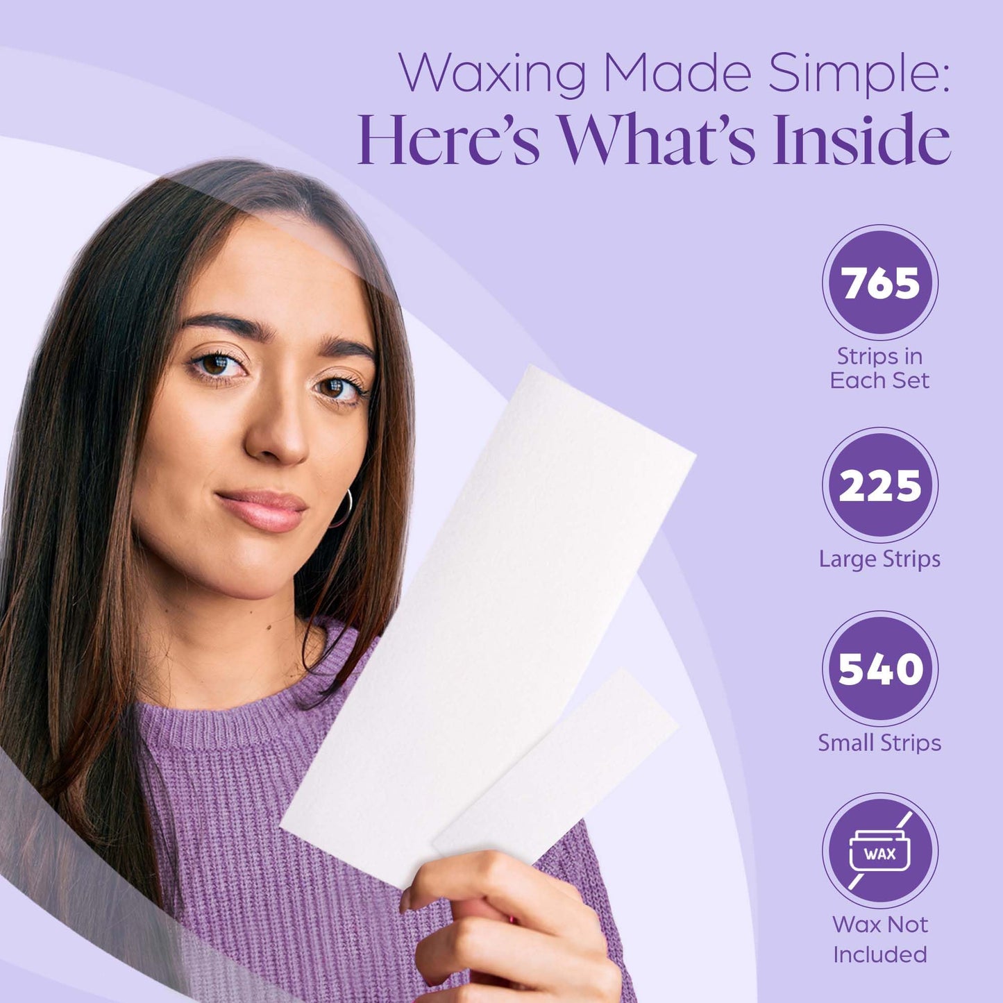 765 Professional Wax Strips for Waxing - Tear-Resistant Fabric Hair Removal Strips - 225 Large & 540 Small - Reusable for Warm Wax & Sugar Paste Beauty and Personal Care PURE AWARENESS