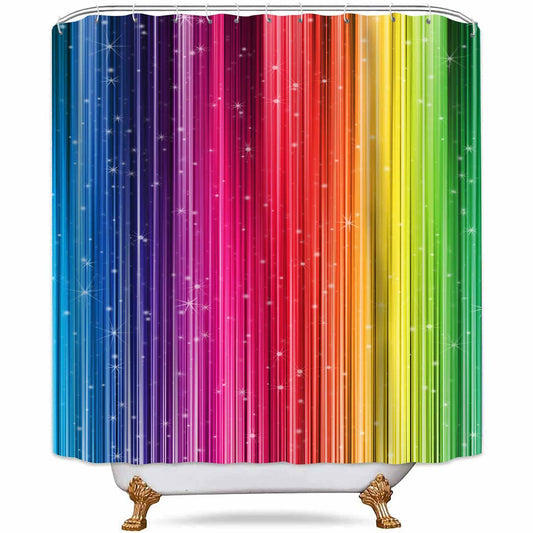 NTETSN Art Home Decor Shower Curtain,Rainbow Colorful Striped Shower Curtain,Waterproof Polyester Fabric Set, 72 X 72 Inch, DSNT021-72