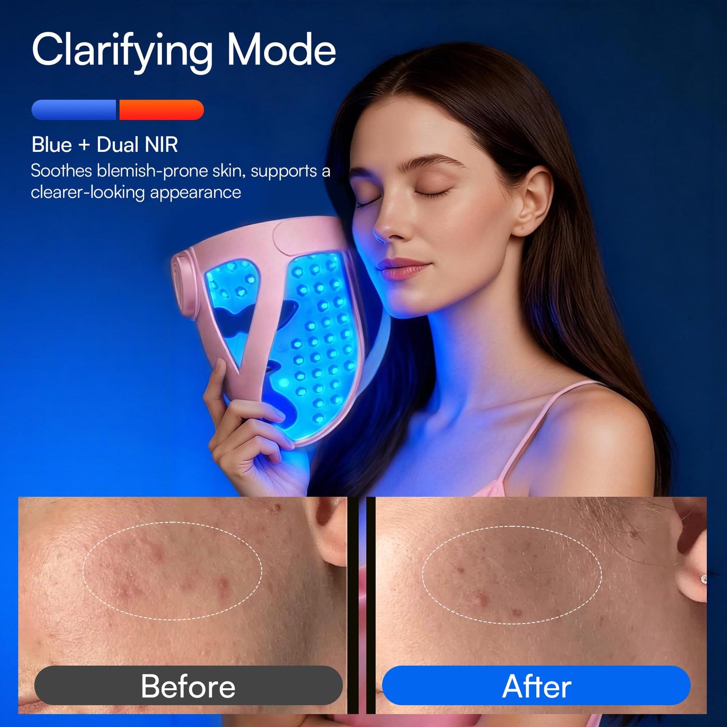 INIA Glow 4D Wireless Red Light Therapy Mask for face - Dual NIR, 320 LEDs, 4 Modes, Under-Eye Cooling, Cordless & Rechargeable LED Face Mask for Home Beauty and Personal Care INIA