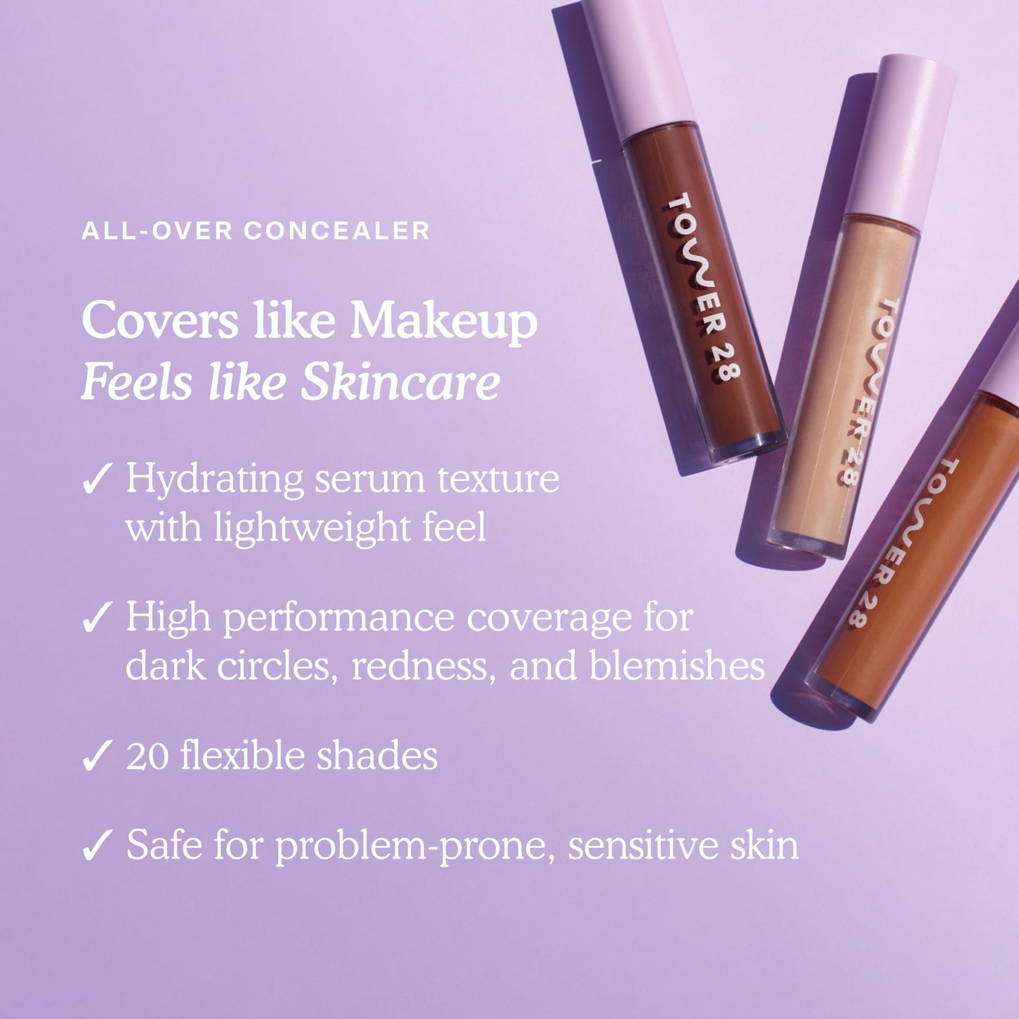 Tower 28 Swipe Serum Concealer - Hydrating Medium-Full Coverage Concealer + Under Eye Brightener - Skin Care Infused Makeup with Hyaluronic Acid + Beauty and Personal Care Tower 28