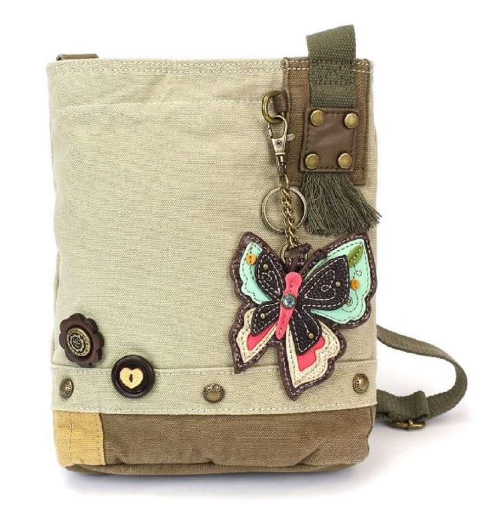 CHALA Patch Cross-Body Women Handbag, Sand Color Canvas Messenger Bag - New Butterfly, Sand