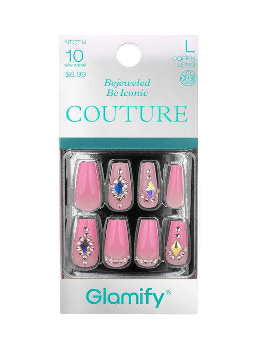Glamify by Absolute New York Couture Press On Nails - Luxury Rhinestone & Charm Fake Nails, Glossy Reusable Salon Style Acrylic Nails Kit with Glue Beauty & Personal Care Absolute New York