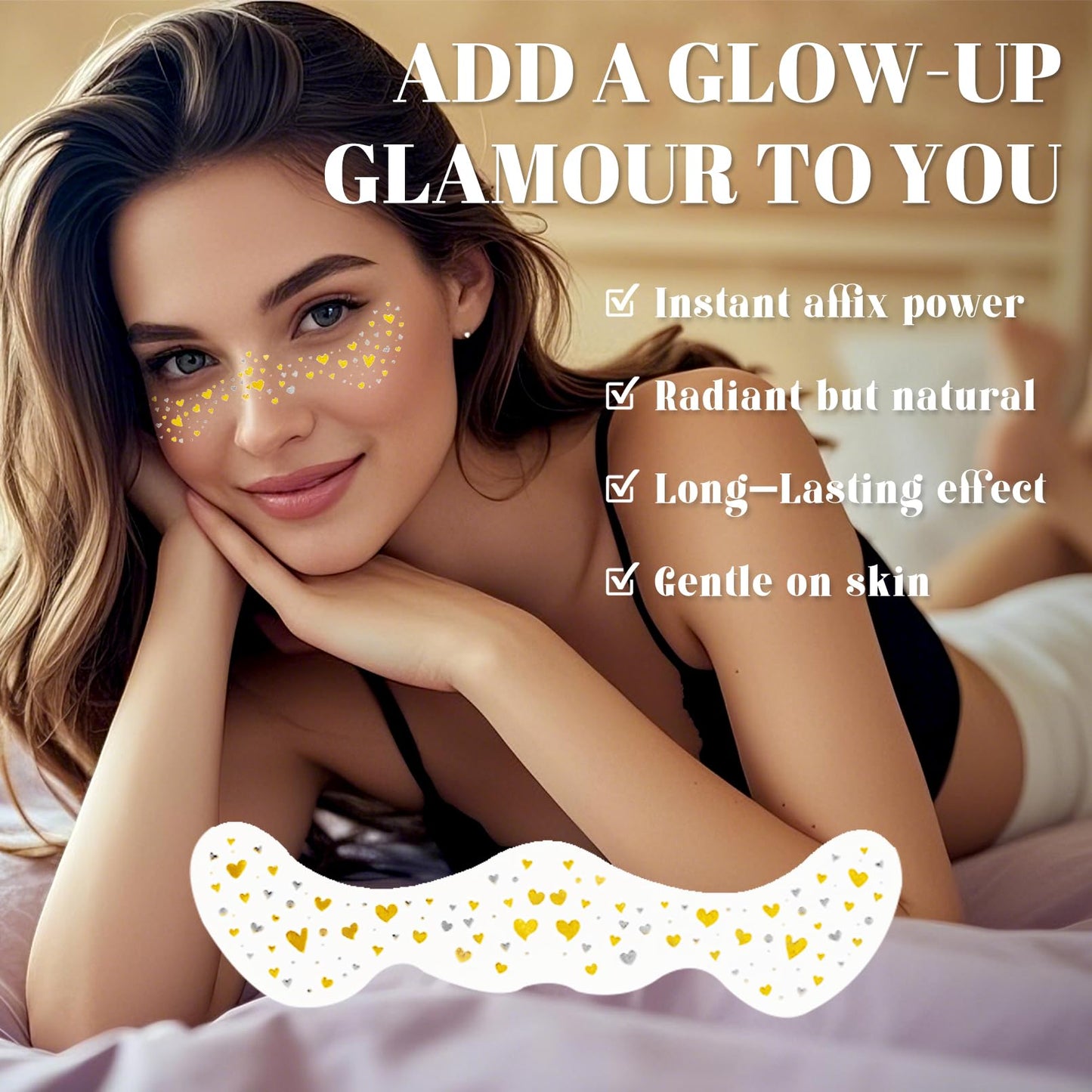 Glitter Freckles Face Tattoo, Temporary Sparkle Freckles, Waterproof & Sweatproof Face Glitter Tattoo for Party, Music Festival 6 Counts with 1