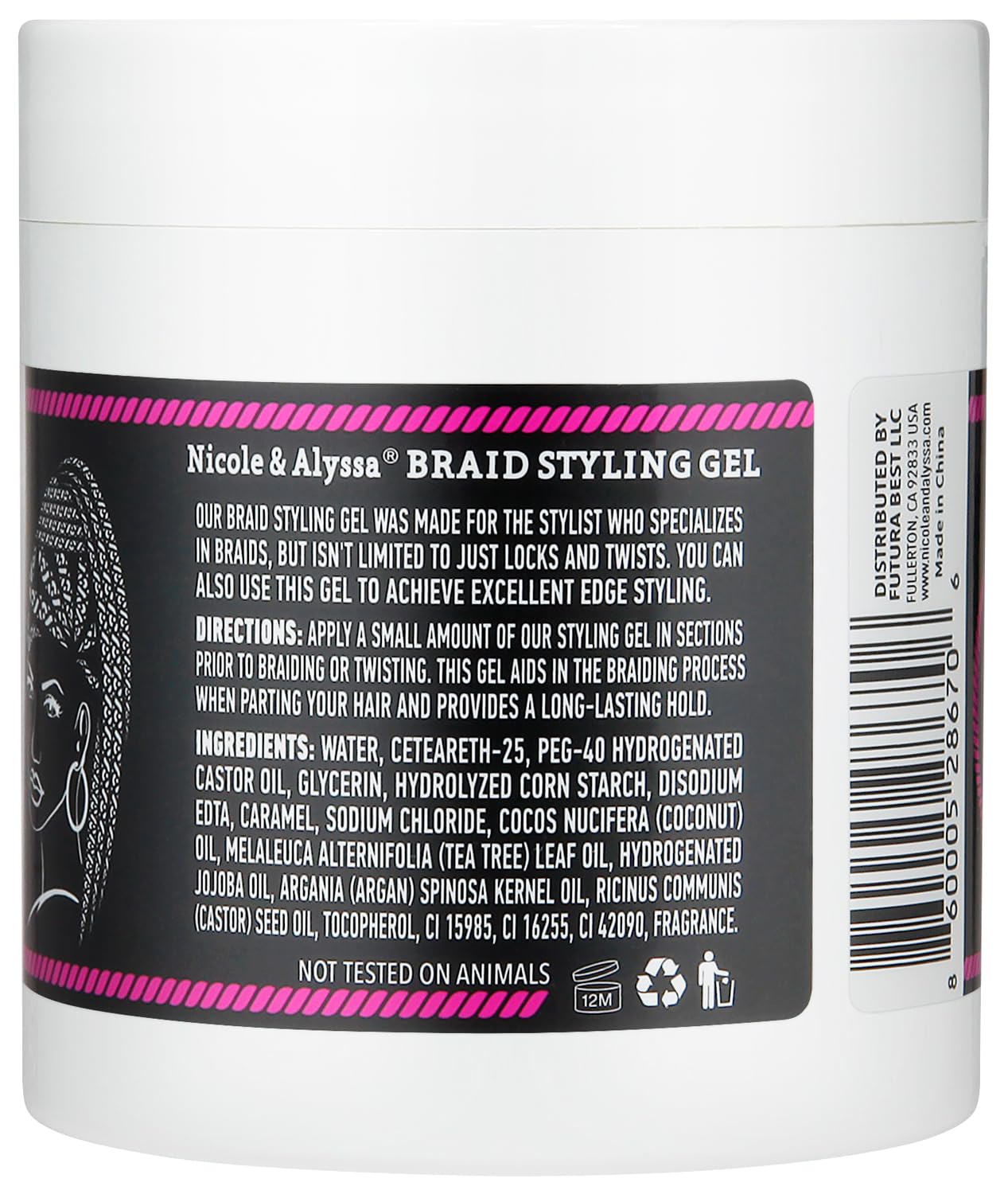 Nicole & Alyssa - Braiding Gel 5oz - No Flakes or Buildup, Perfect for Braids, Locs & Twists, Extra Hold, Frizz Control, Moisturizing Care