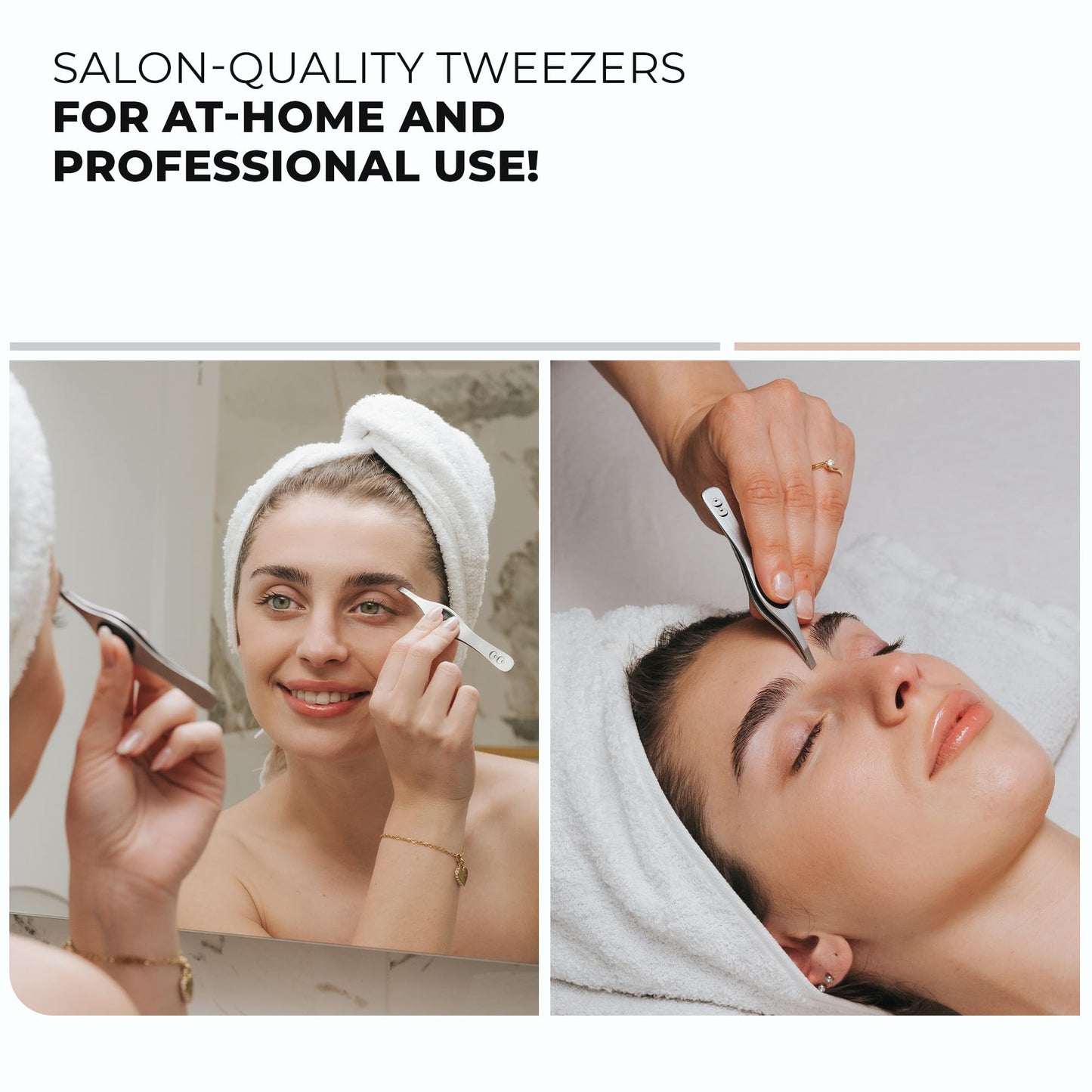 Tweezers for Facial Hair Women & Men - Stainless Steel Slant Eyebrow Tweezers with Hand-Sharpened Tips for Fine Hair Removal, Precision Shaping
