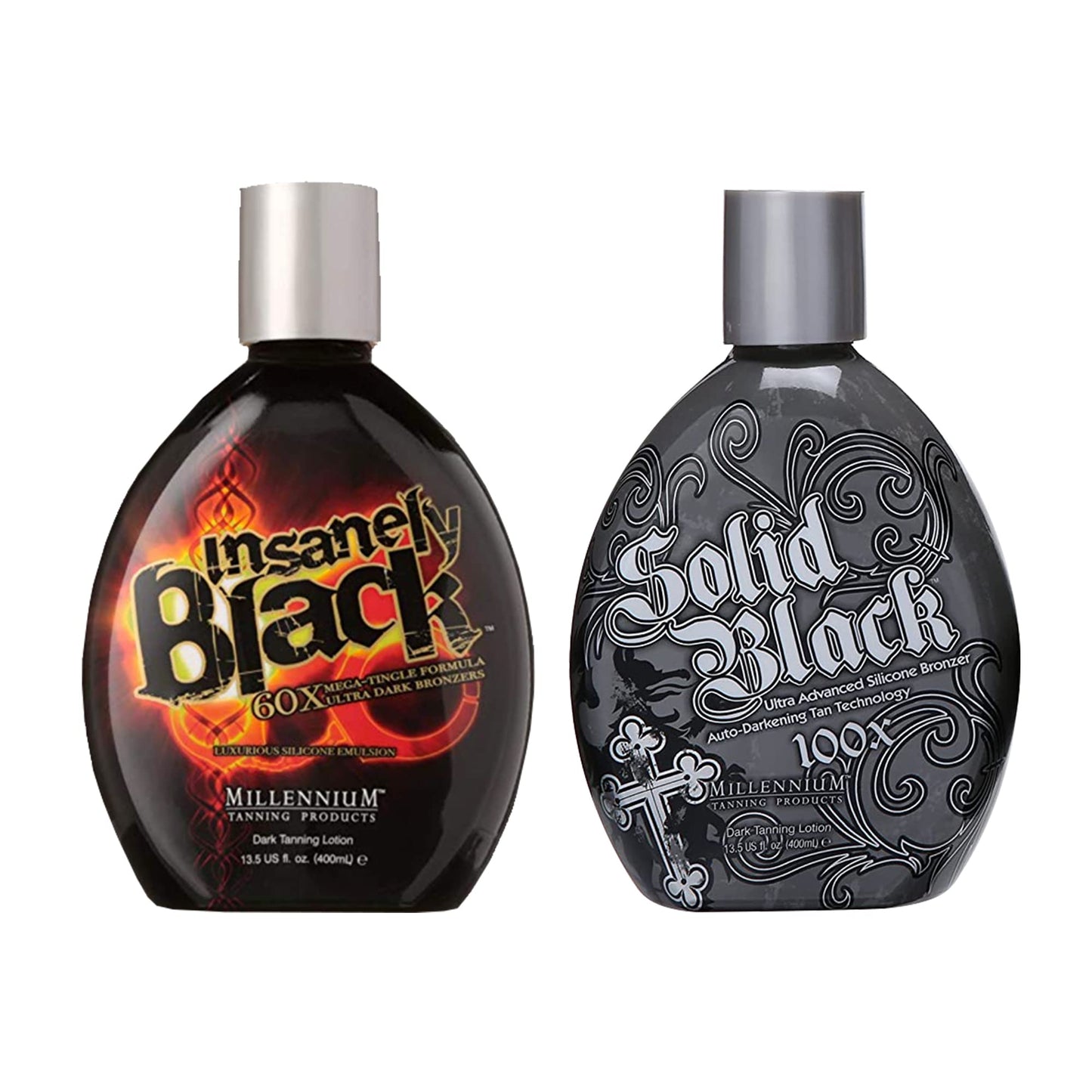 Millennium Tanning Products, Solid Black 100x (13.5 oz) and Insanely Black 60x (13.5 oz)