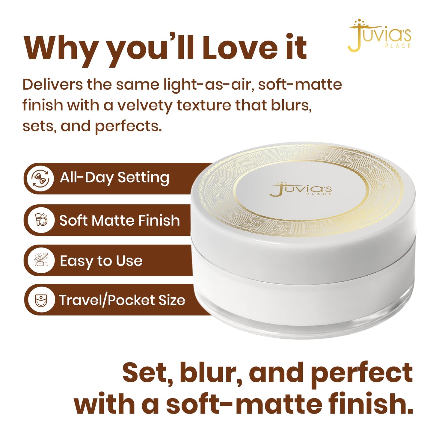Juvia's Place I Am Magic Silky Finishing Powder Mini - Whipped Cream - Lightweight Loose Face Powder for Women, Makeup for Under Eye & Face - Talc