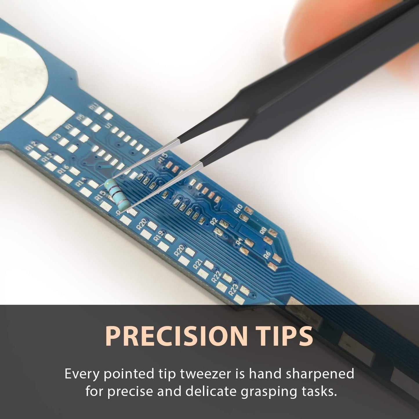 Ingrown Hair Tweezers | Pointed Tip | Black |Precision Stainless Steel | Extra Sharp and Perfectly Aligned for Ingrown Hair Treatment & Splinter
