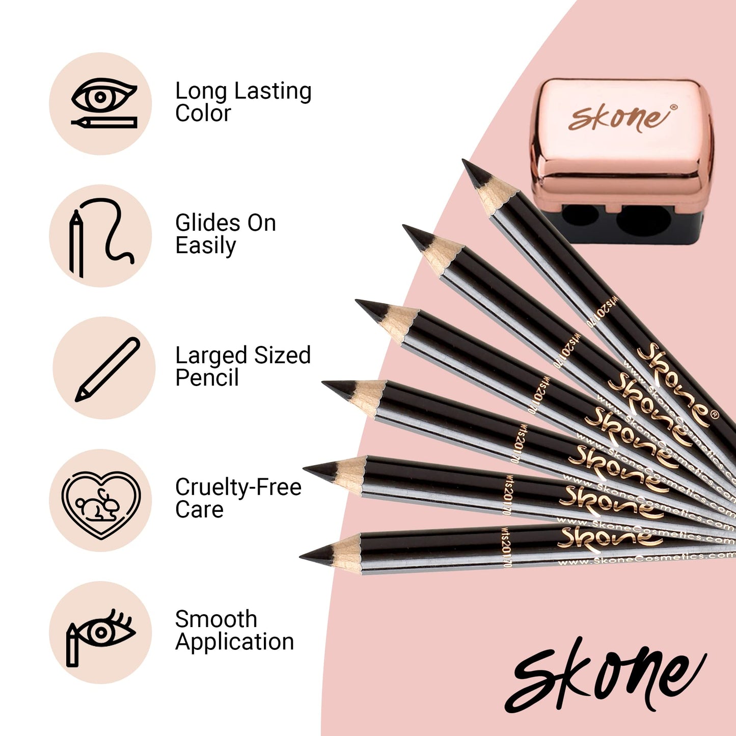 Skone Cosmetics Tattooed Solid Eyeliner - Waterproof, Smudge-Proof, Long-Lasting Pencil for Precise Eye Definition - Ultra-Smooth, Soft Glide