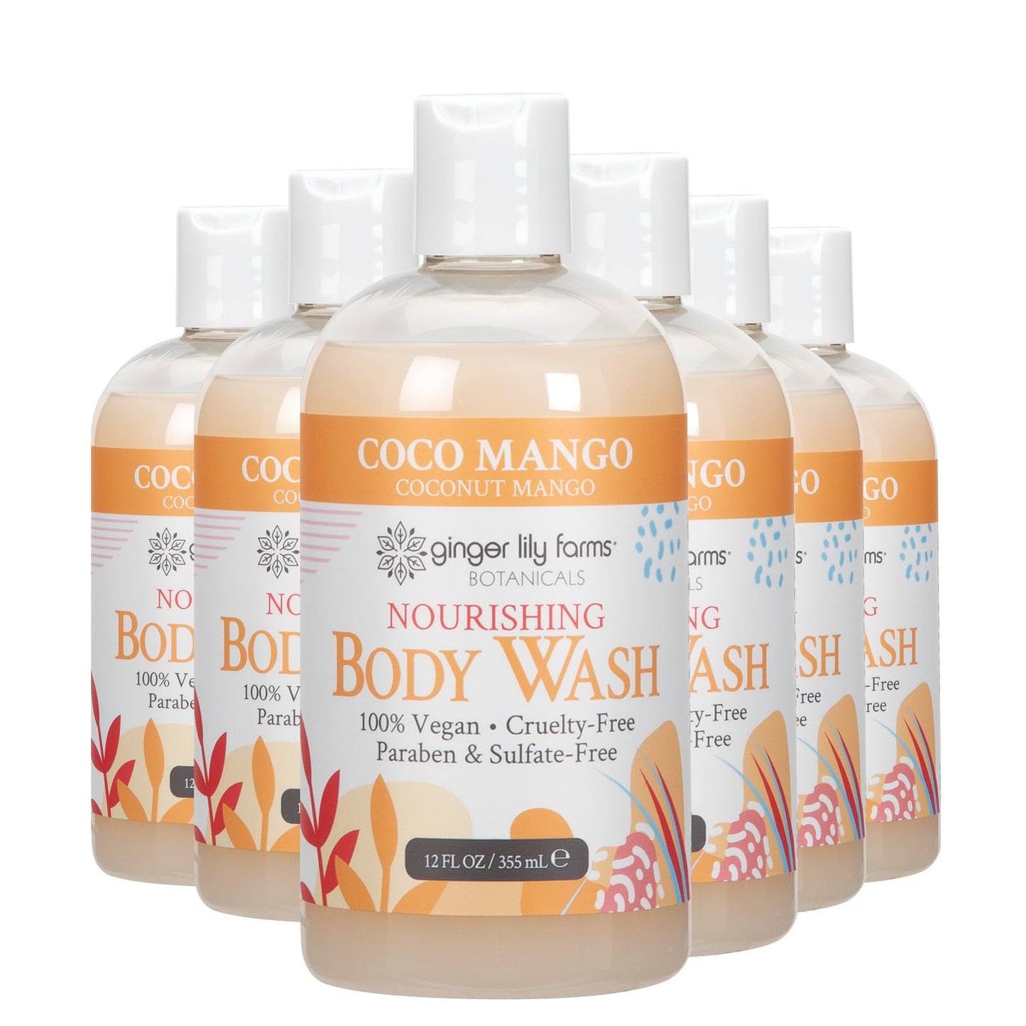 Ginger Lily Farms Botanicals Nourishing Body Wash, Coco Mango, 100% Vegan & Cruelty-Free, Coconut Mango Scent, 12 Fl Oz (Pack of 6) Beauty & Personal Care Ginger Lily Farms