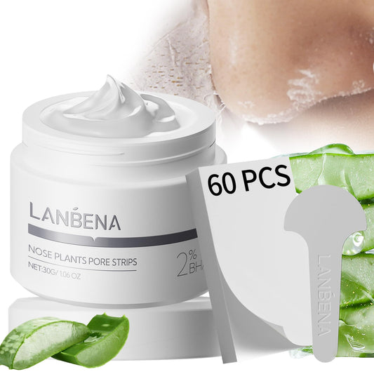 LANBENA Blackhead Remover Nose Pore Strips for Face, 2.0 Upgraded Deep Cleansing Peel off Mask Nose Strips Skincare for All Skin (1.06 Oz/30g) - 60pcs