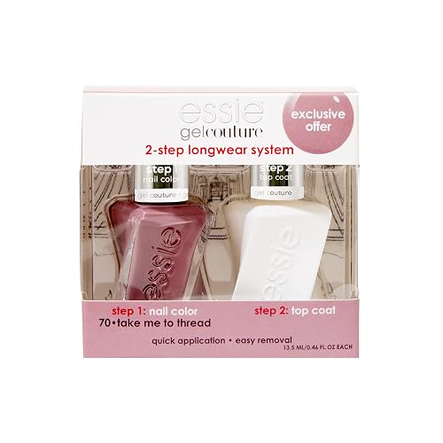 essie Gel Couture Nail Polish Kit, Mauve Nail Polish + Top Coat, Take Me To Thread, 0.46 oz each Beauty & Personal Care essie