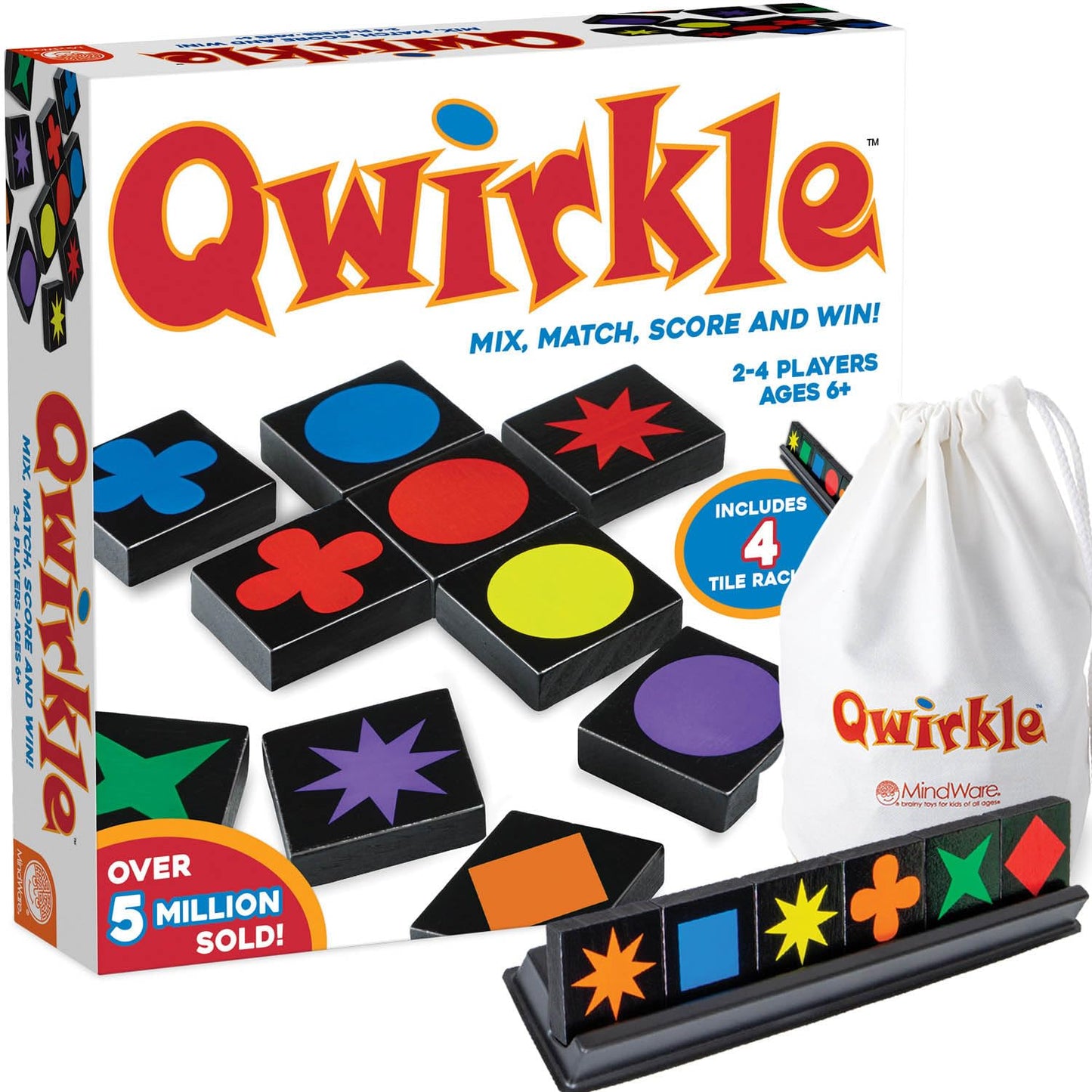 Qwirkle Board Game - Strategy Game for 2-4 Players Ages 6+ - Deluxe with Trays