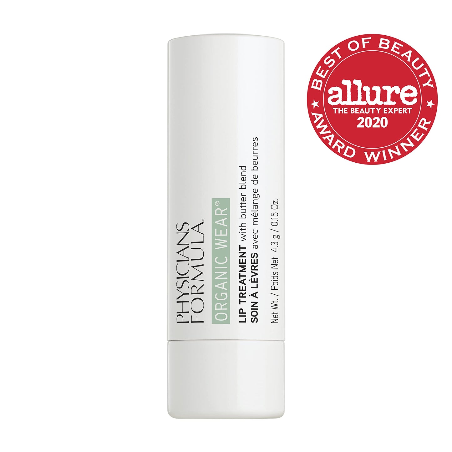 Physicians Formula Organic Wear Lip Balm Treatment, Ultra-Nourishing Shea Butter & Coconut Oil Infused, Hydrating & Conditioning for Smooth, Supple