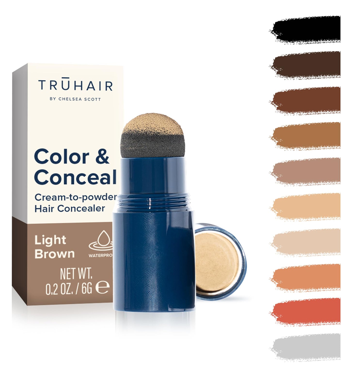 TRUHAIR Color & Conceal Waterproof Root Touch Up Hair Color Concealer - Hair Cover up for Gray Coverage and Hairline Filling - 11 Hair Colors