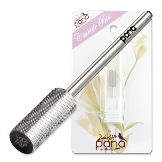 PANA Flat Top Small Barrel 3/32" Shank Size - (Silver, Extra Fine Grit) - Fast remove Acrylic or Hard Gel Nail Drill Bit for Manicure Pedicure Salon