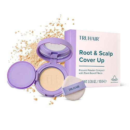 TRUHAIR Root & Scalp Cover Up Pressed Powder Compact, Waterproof, Weightless Hair Coverage & Bald Spot Concealing, Root Touch Up Hair Color for Gray