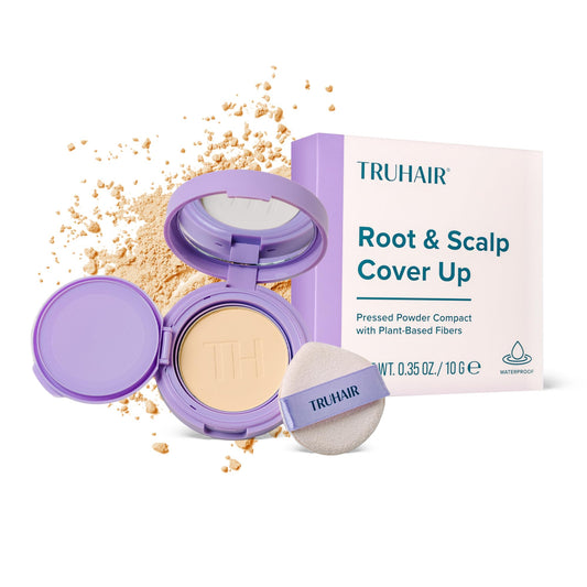TRUHAIR Root & Scalp Cover Up Pressed Powder Compact, Waterproof, Weightless Hair Coverage & Bald Spot Concealing, Root Touch Up Hair Color for Gray
