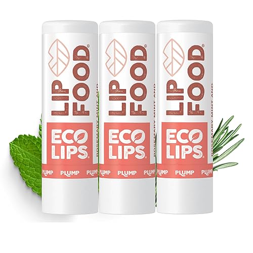 Eco Lips Lip Food - Organic Lip Balm (Plump), Rosemary Mint Flavor 3-pack