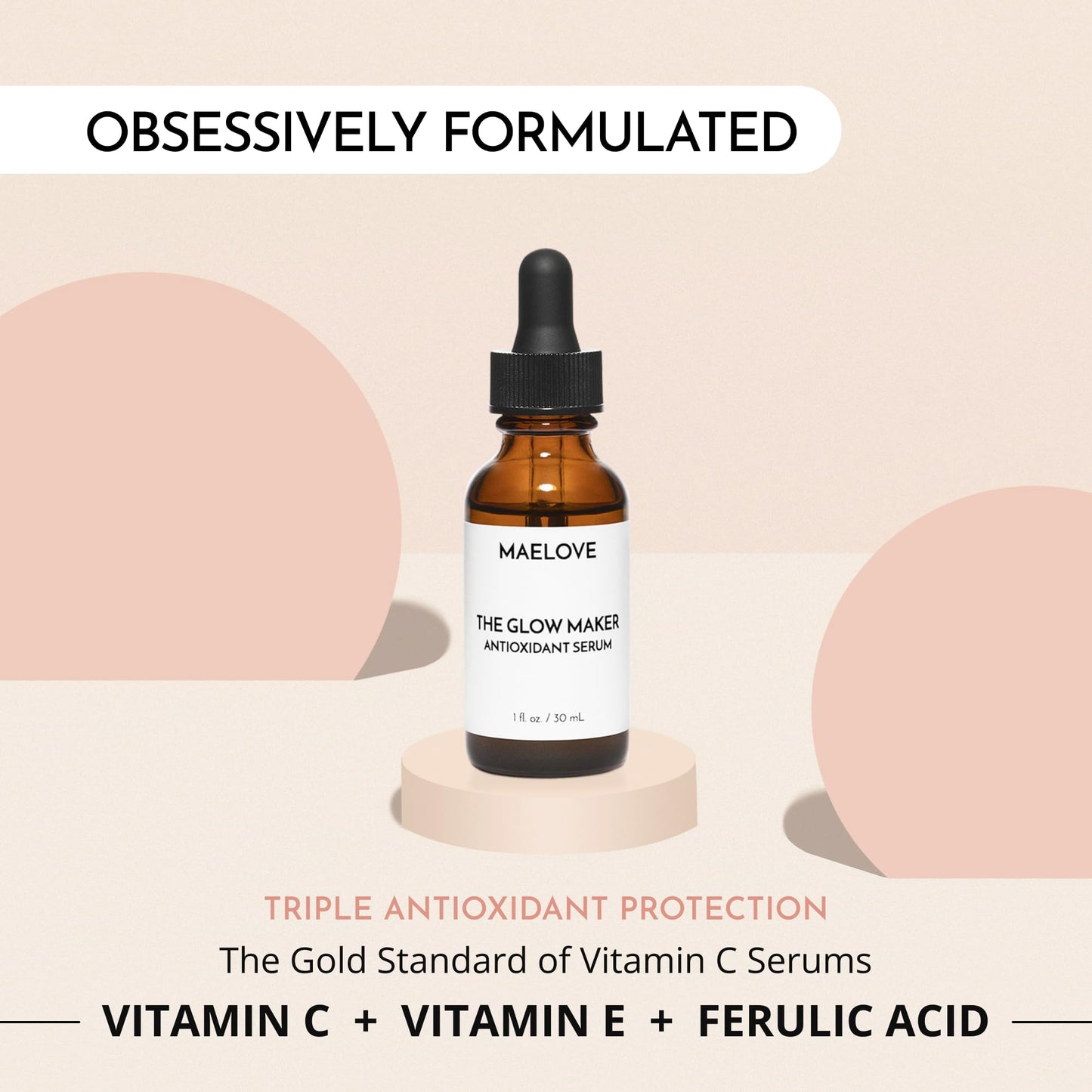 MAELOVE Glow Maker Vitamin C Serum with Vitamin E, Ferulic Acid & Hyaluronic Acid, Award-Winning Brightening and Hydrating Facial Serum, Unscented Beauty and Personal Care MAELOVE