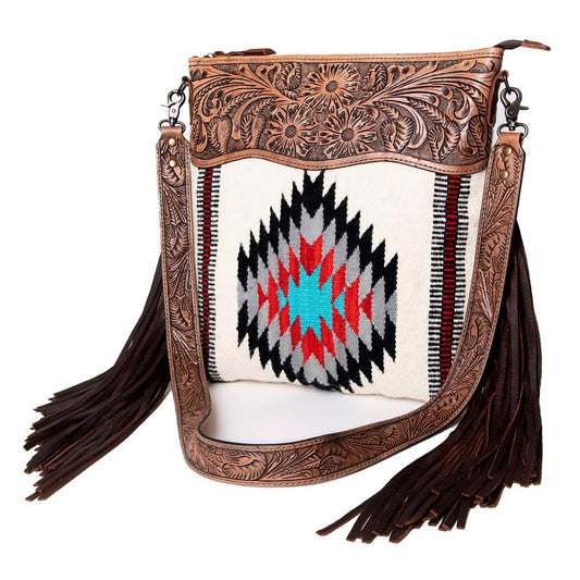 American Darling Women's Signature Crossbody Bag Hand Tooled Saddle Blanket Genuine Leather Handbag and Ladies Purse