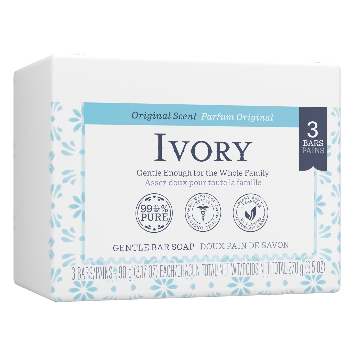 Ivory Simply Ivory Bath Bar for Unisex, 3 Count