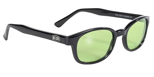 Pacific Coast Original KD's Biker Sunglasses (Black Frame/Green Lens)
