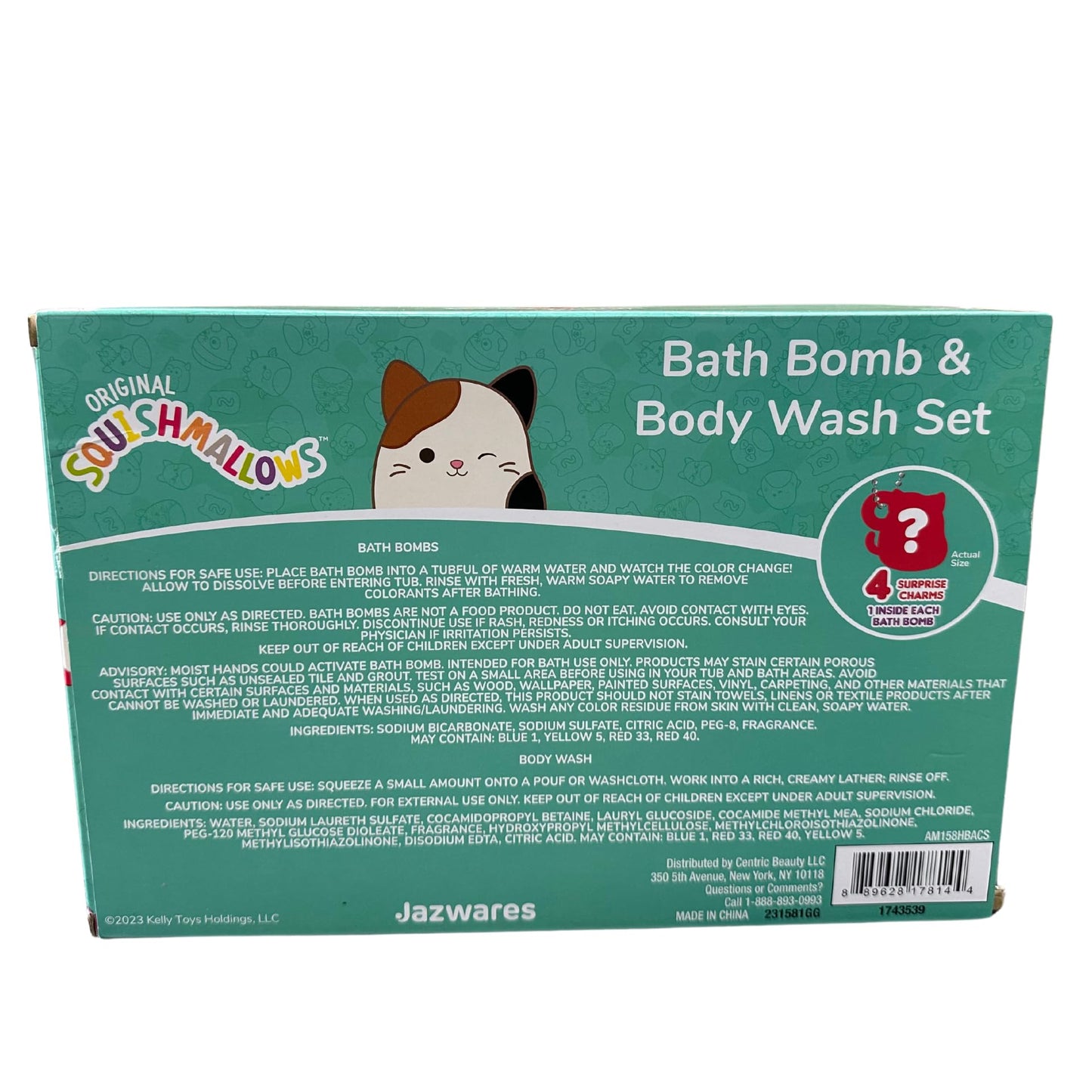 Original Squishmallows Bath Bomb & Body Wash Set, 8-Piece Set with 4 Scented Body Wash & 4 Bath Bombs, 4 Surprise Charms in Each Bath Bomb! Make Bath…