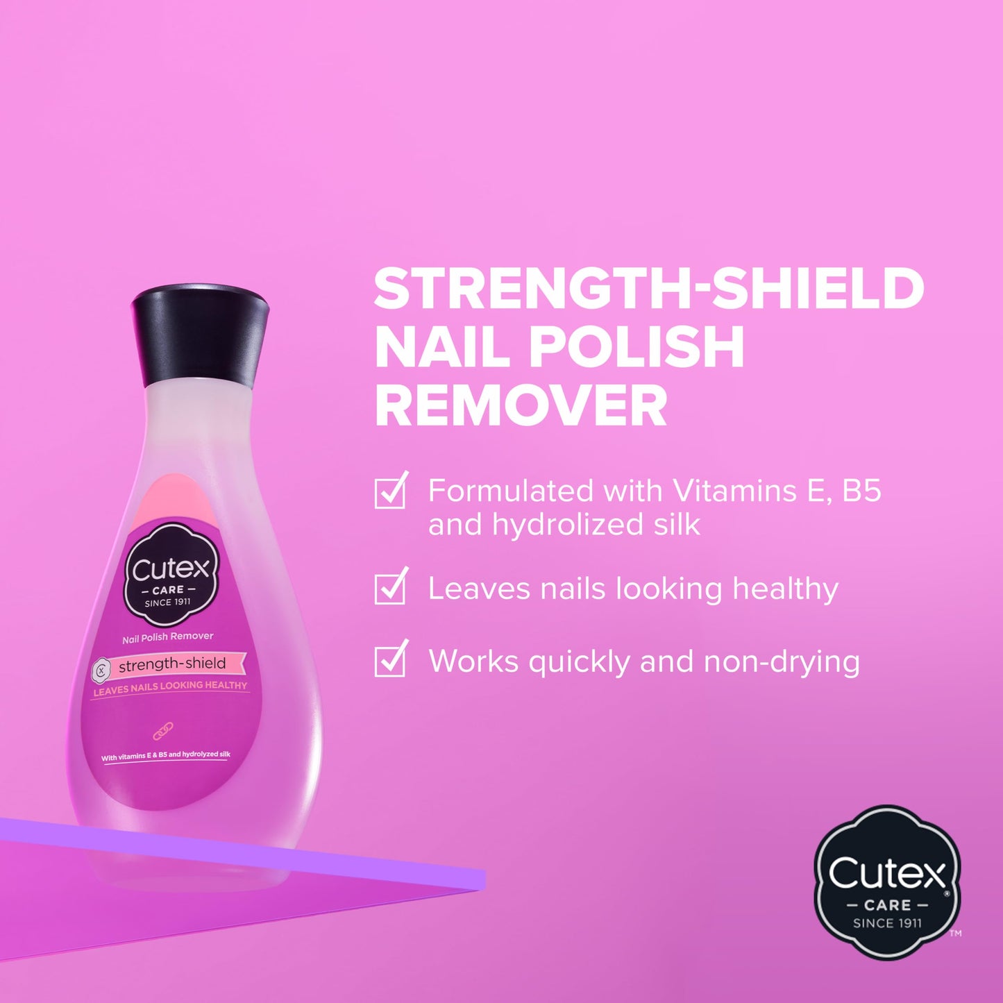 Cutex Strength Shield Nail Polish Remover, Leaves Fingernails & Toenails Looking Healthy, Contains Vitamins E, B5 & Hydrolyzed Silk, 6.7 fl oz Beauty & Personal Care Cutex