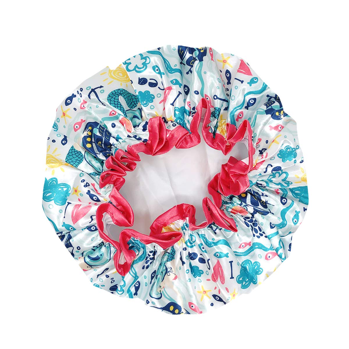 allydrew Reusable Women's Waterproof Shower Caps for Long Hair, Under the Sea