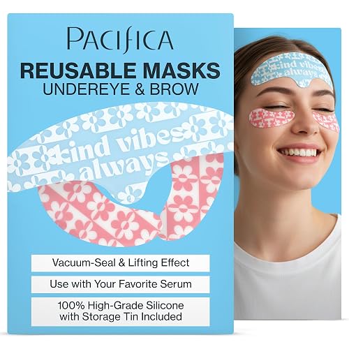 Pacifica Reusable Mask Set - Silicone Undereye & Brow Mask Set for Forehead & Under Eye, Anti-Wrinkle, Firming, Pair with Serum, Vegan & Cruelty-Free