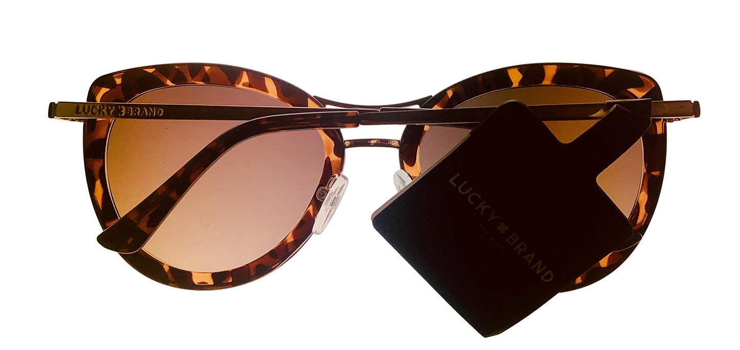Lucky Brand Womens Tortoise Plastic Cateye Sunglass, Brown Lens Luna