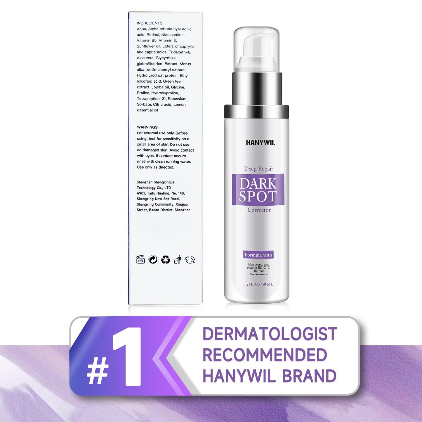 HANYWIL Dark Spot Remover for Face & Body Serum - 2% Retinol + 5% Niacinamide + Vitamin C for Face & Body, Melasma & Hyperpigmentation