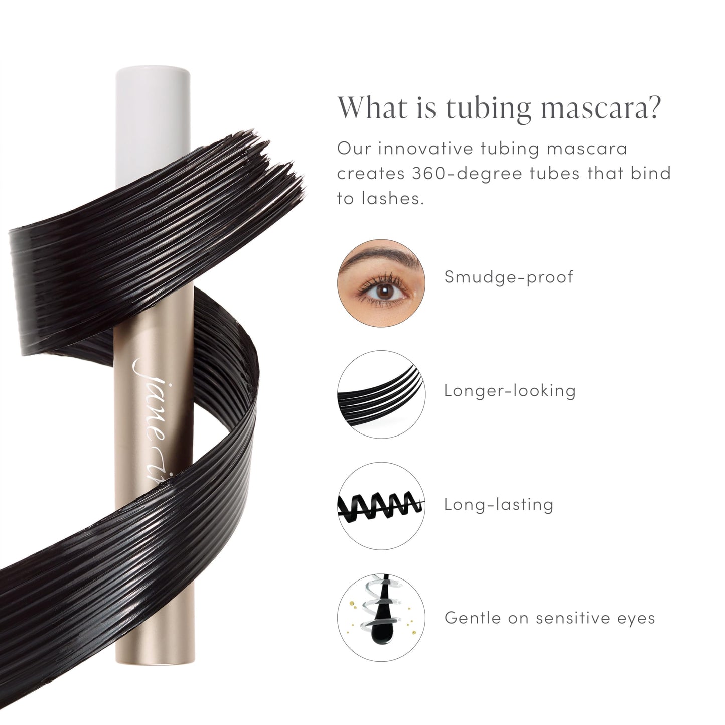 jane iredale Lash Fixation Length & Definition Tubing Mascara, Long-Wear, Smudge-Resistant Formula, Lifts, Curls, & Separates, Vegan, Cruelty-Free